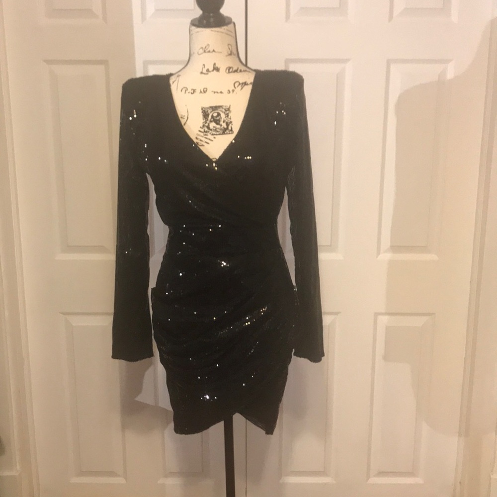 Sexy Black Sequins Mini Dress 😍